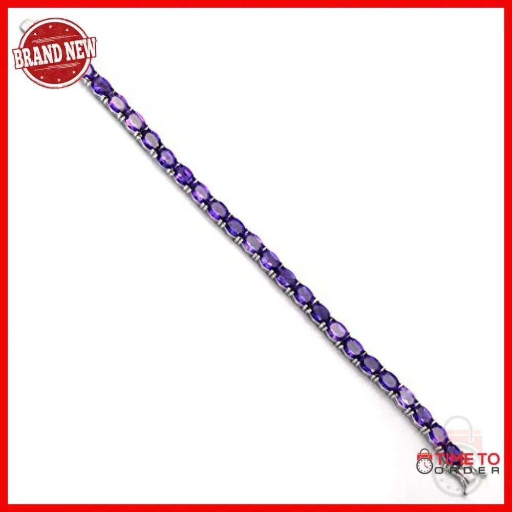 Sterling Silver Tennis Bracelet with 16.4ct Amethyst Gemstone